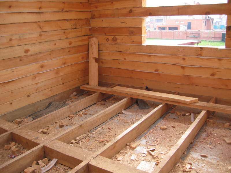 черновой пол бани из бруса
